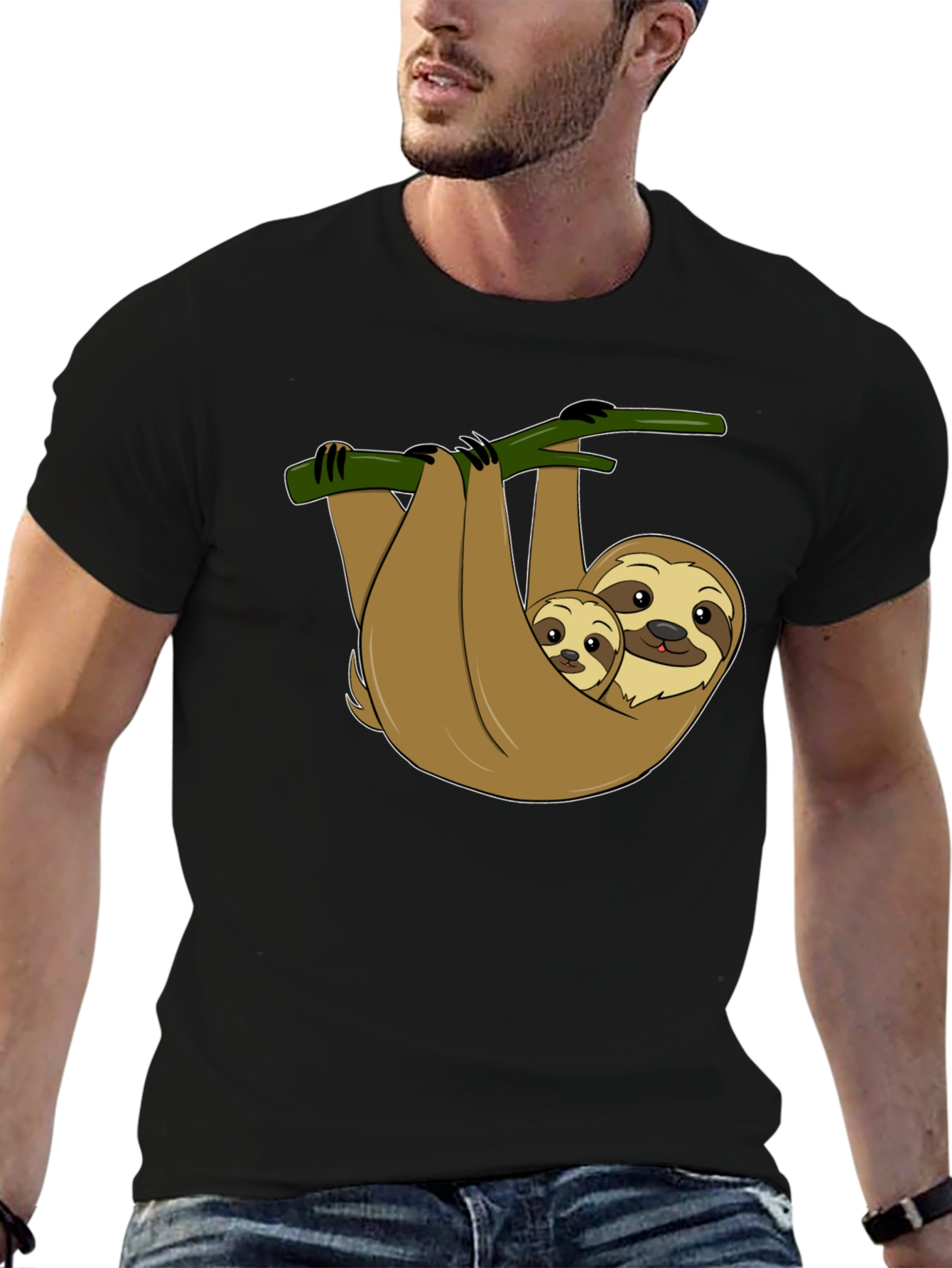 Cute Sloth Mom & Baby Graphic T-Shirt