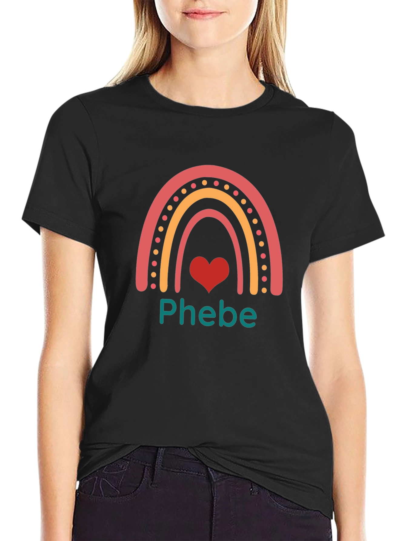 Phebe Rainbow Heart T-Shirt - Trendy Casual Tee