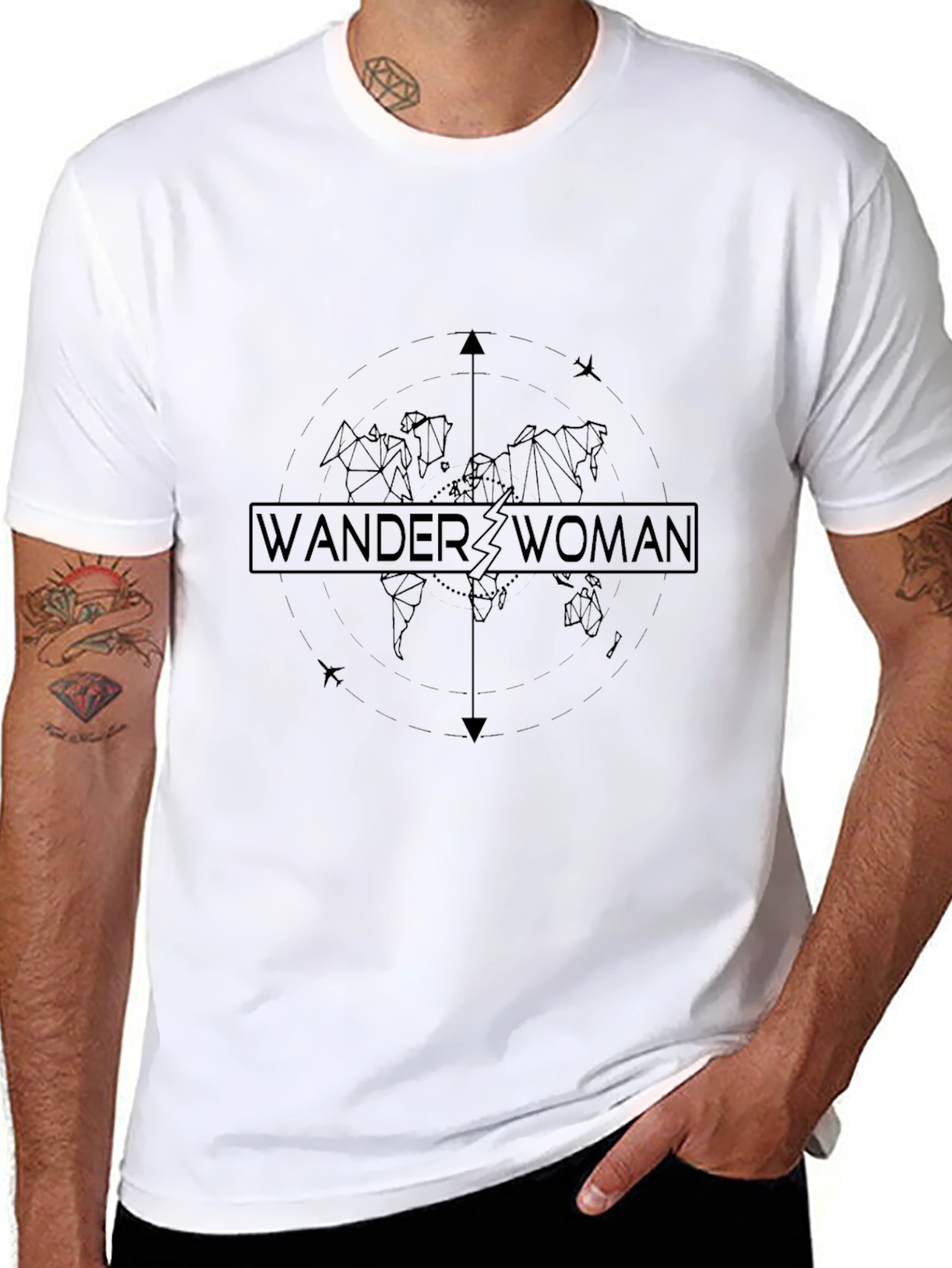 Wander Woman World Map Graphic Tee - Black