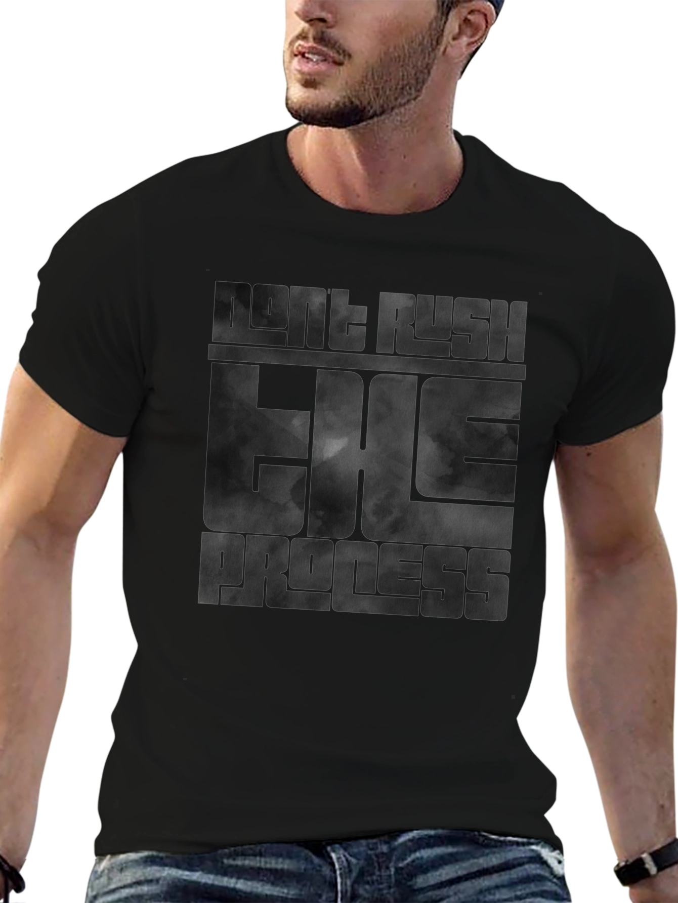 Dont Rush The Process Black Graphic Tee