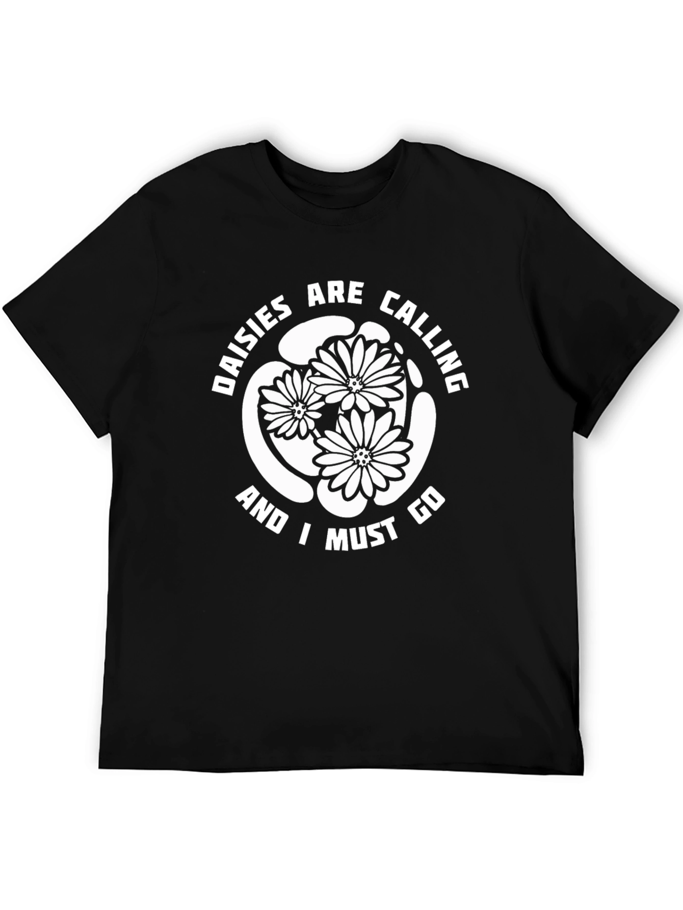 Daisies Are Calling T-Shirt - Black Cotton Tee