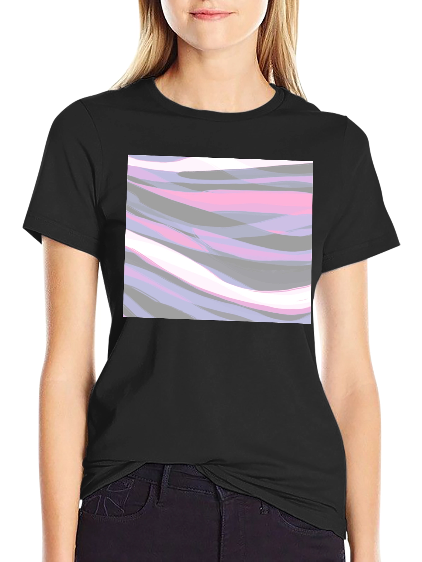 Abstract Waves Graphic Tee - Stylish Casual Wear