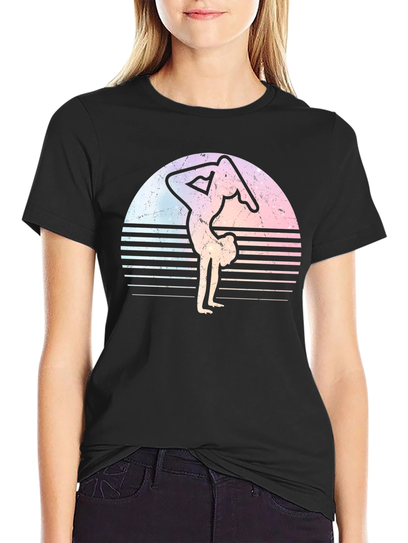 Yoga Pose Sunset Graphic T-Shirt