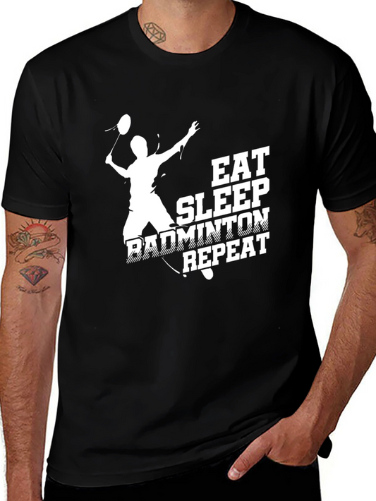 Eat Sleep Badminton Repeat Black T-Shirt
