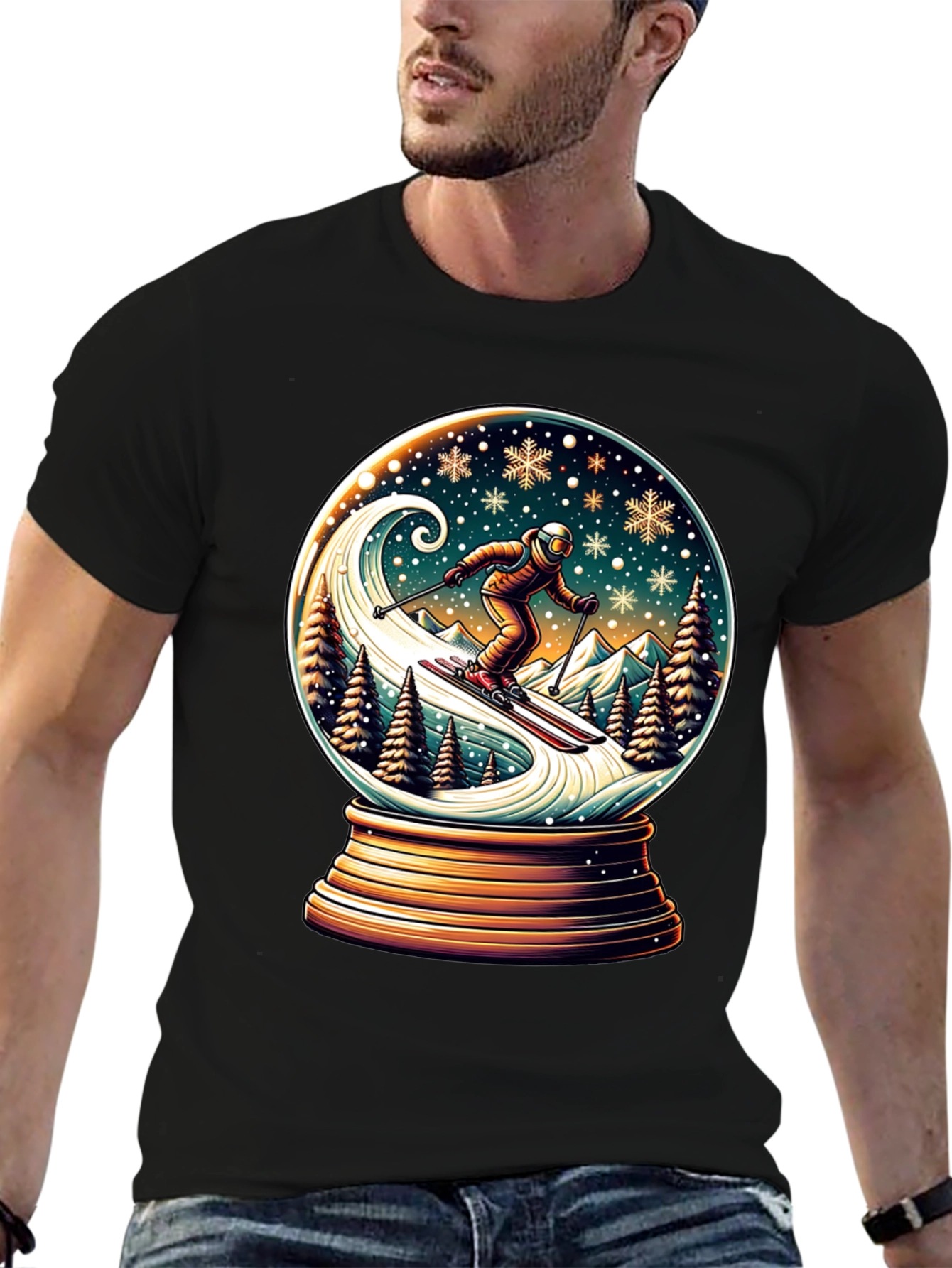 Skiing Snow Globe Graphic Tee