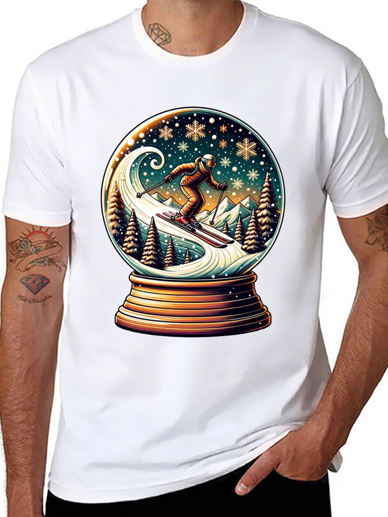 Skiing Snow Globe Graphic Tee