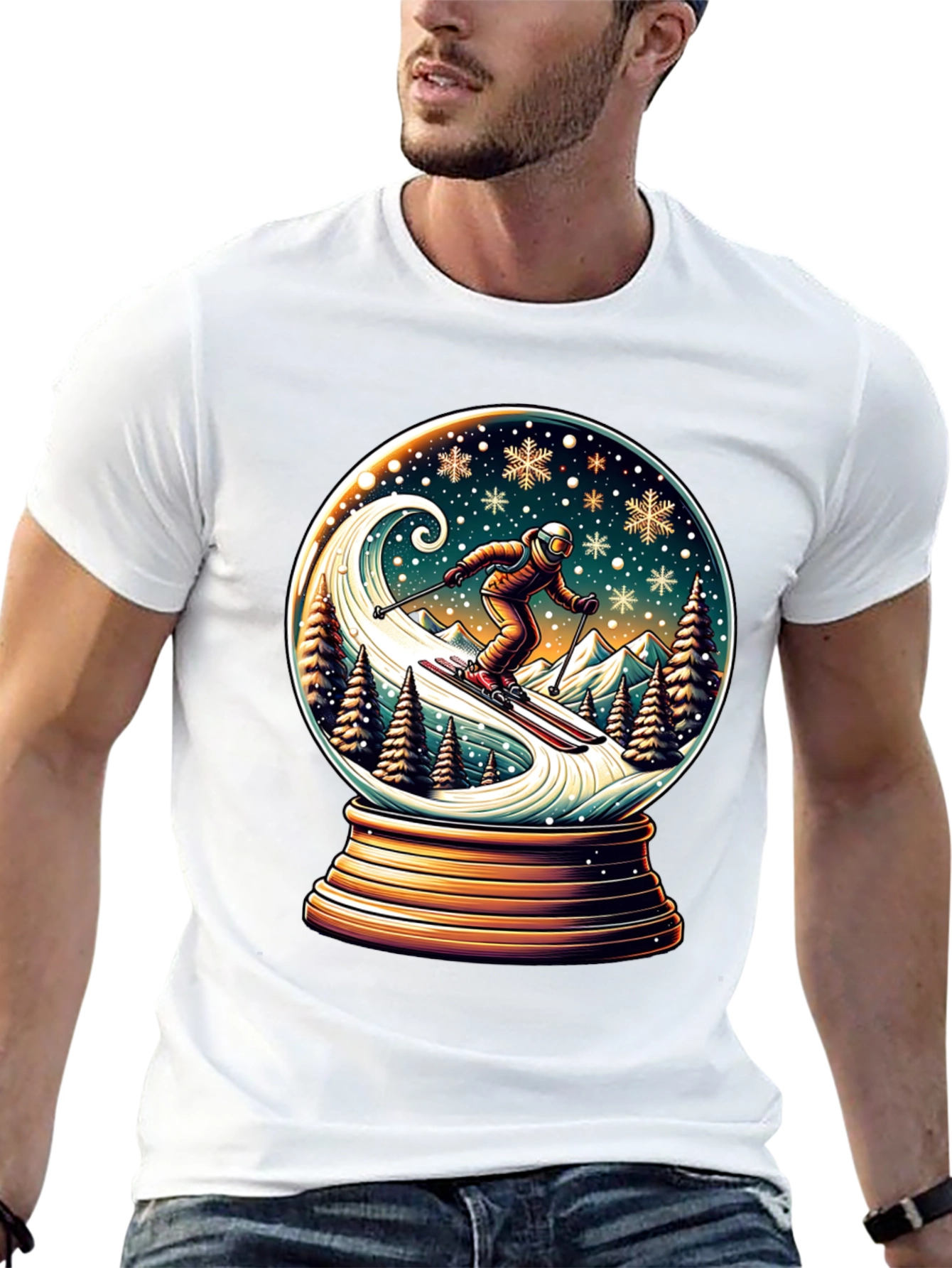 Skiing Snow Globe Graphic Tee