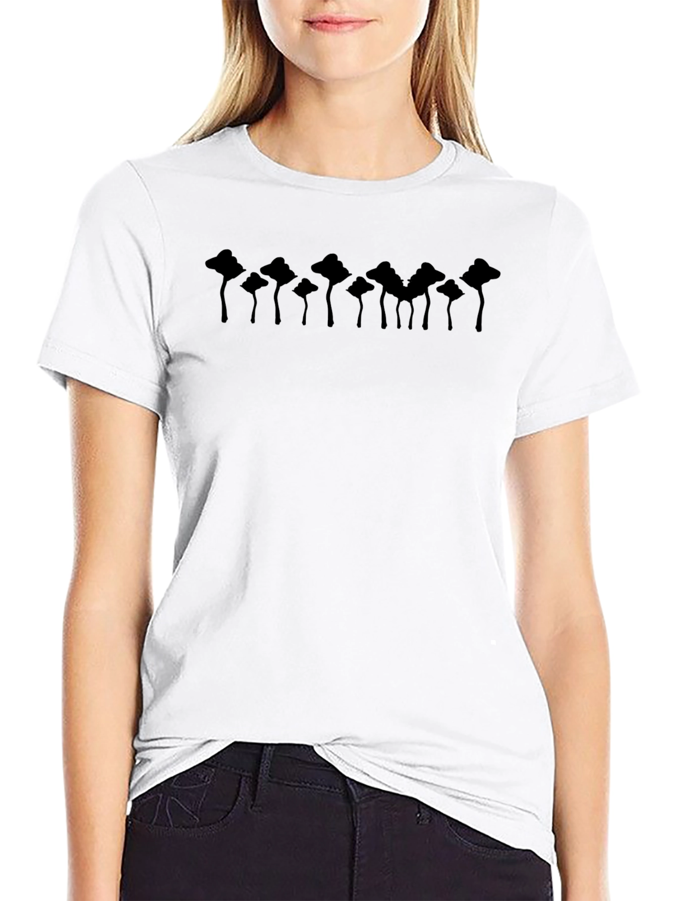 Mushroom Silhouette Graphic Tee - Black