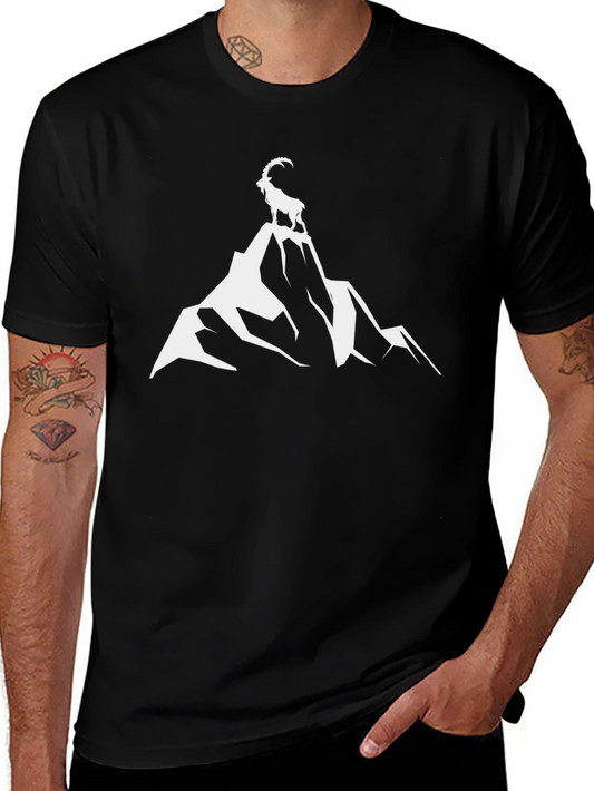 Mountain Goat Graphic Tee - Black Cotton Comfort