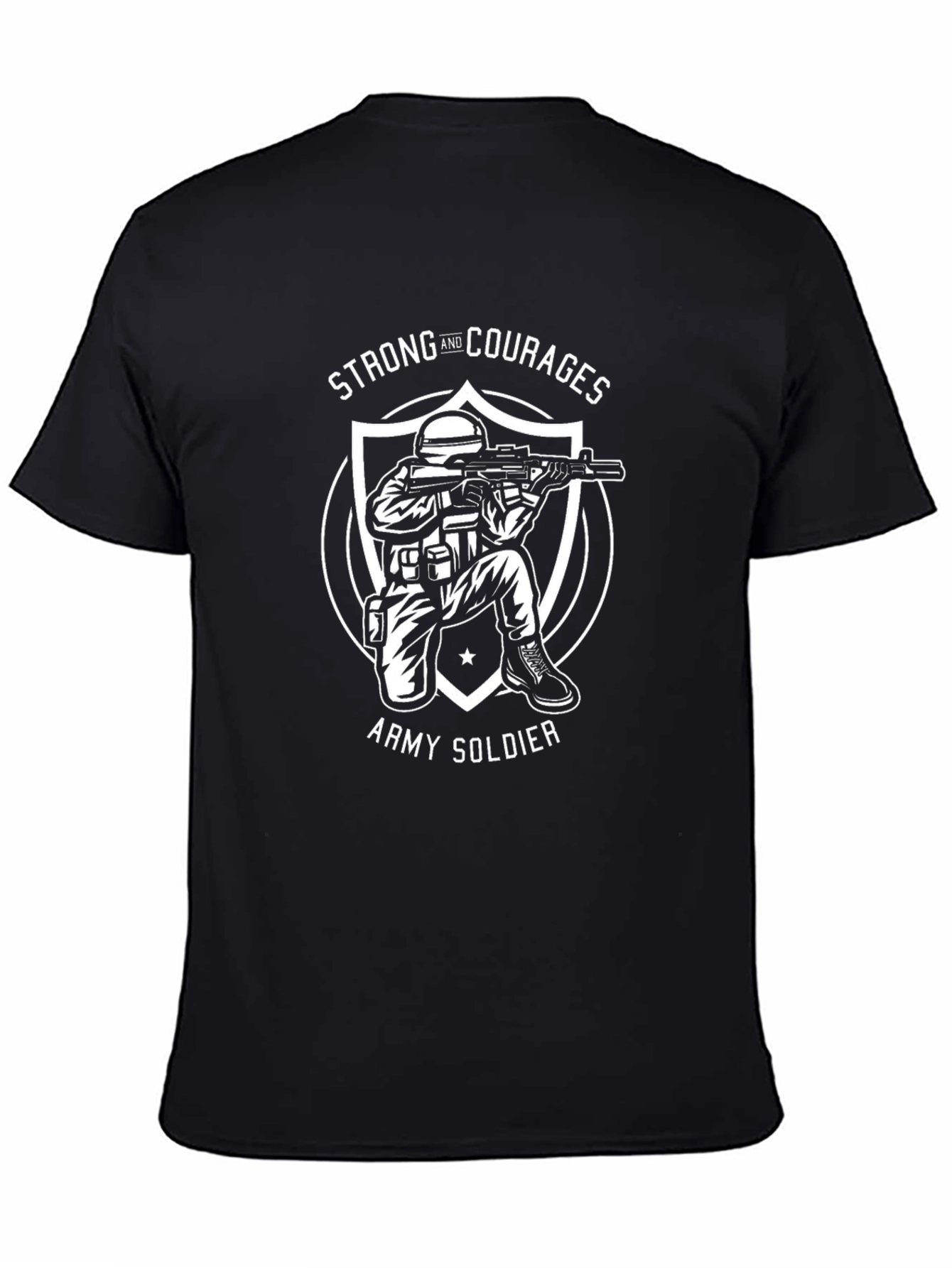 Strong & Courageous Army Soldier Graphic T-Shirt