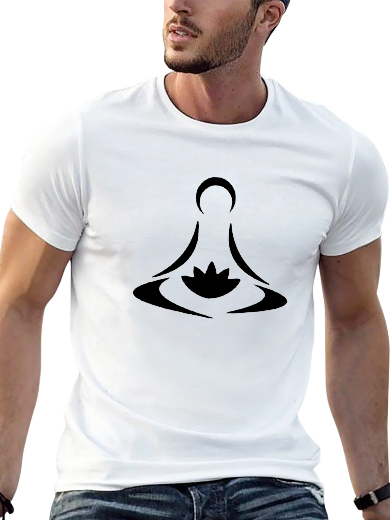Meditative Lotus Tee - Zen Style Black T-Shirt