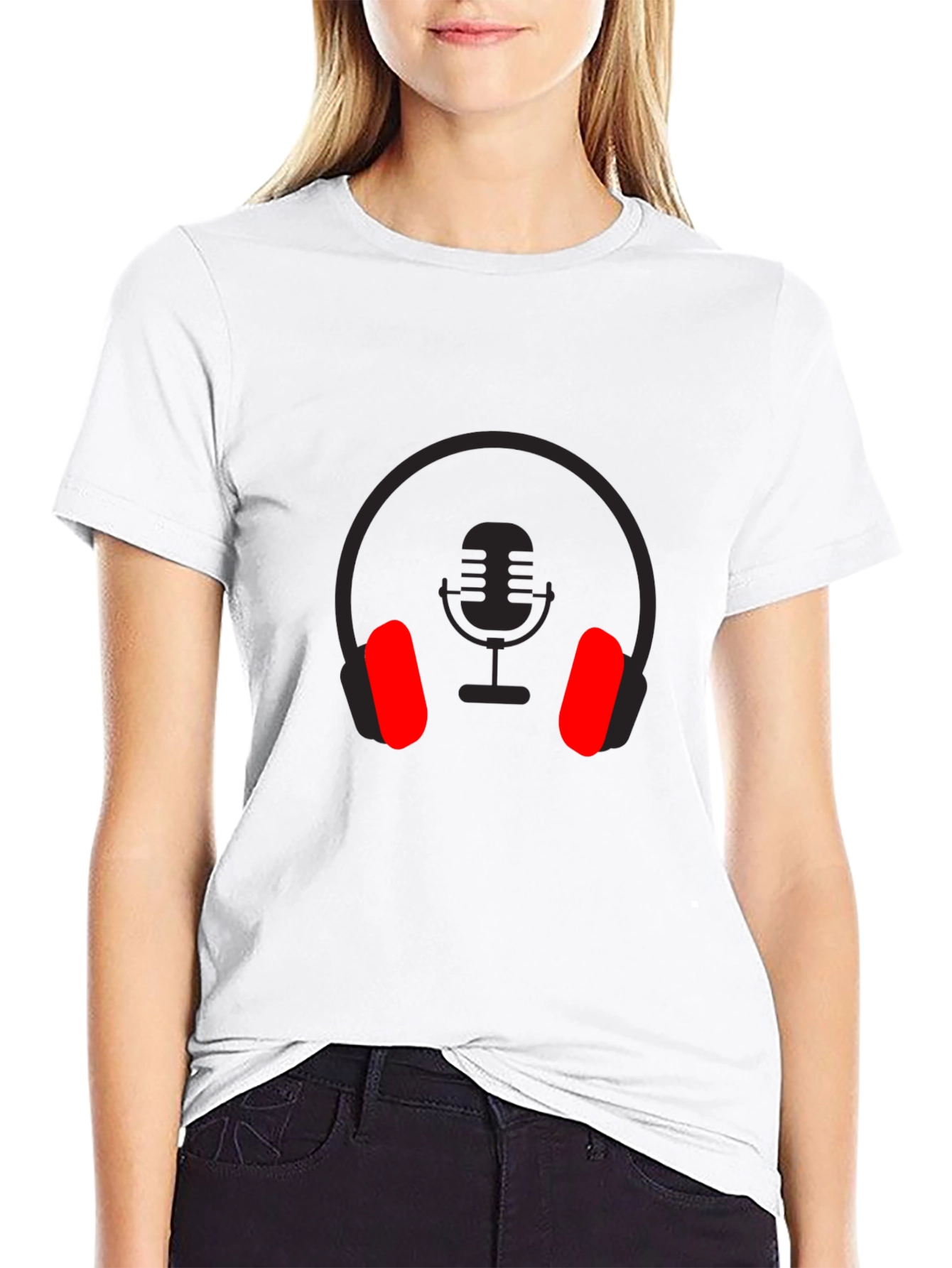 Headphones & Mic Graphic Black T-Shirt