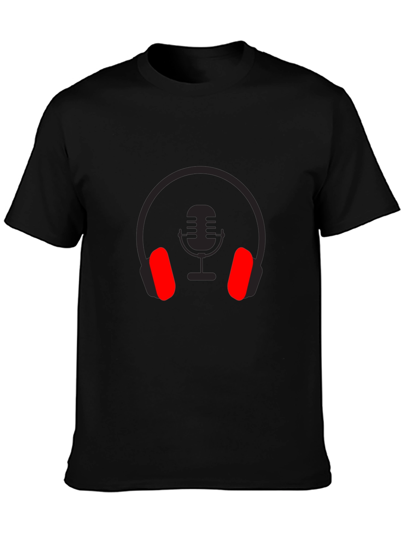 Headphones & Mic Graphic Black T-Shirt