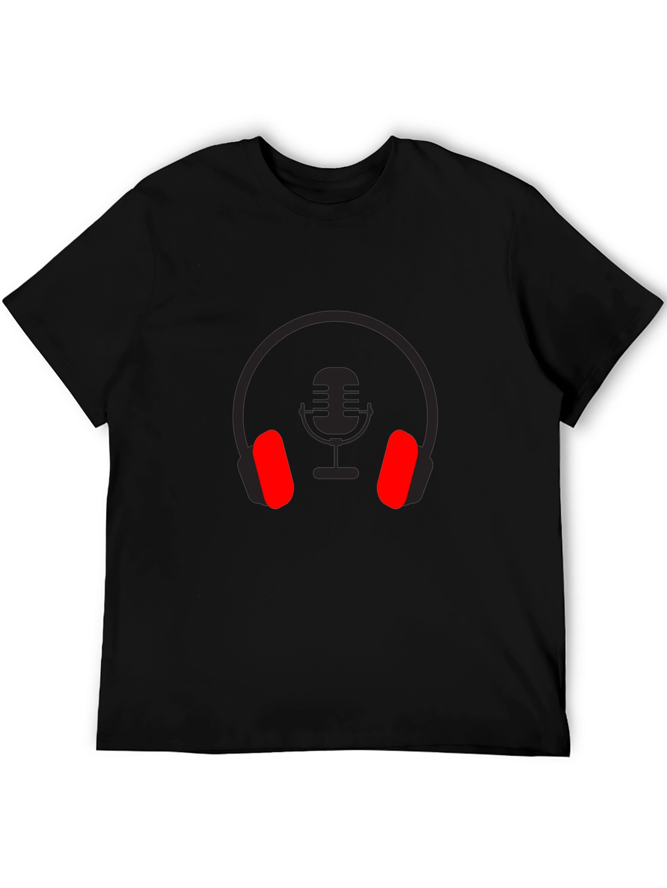 Headphones & Mic Graphic Black T-Shirt