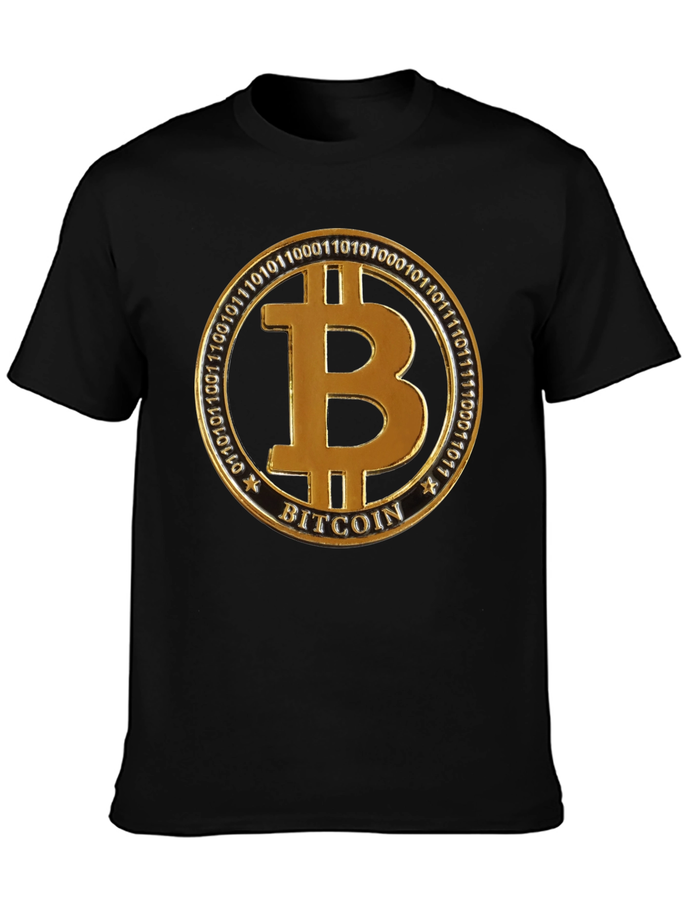Bitcoin Golden Emblem Black T-Shirt