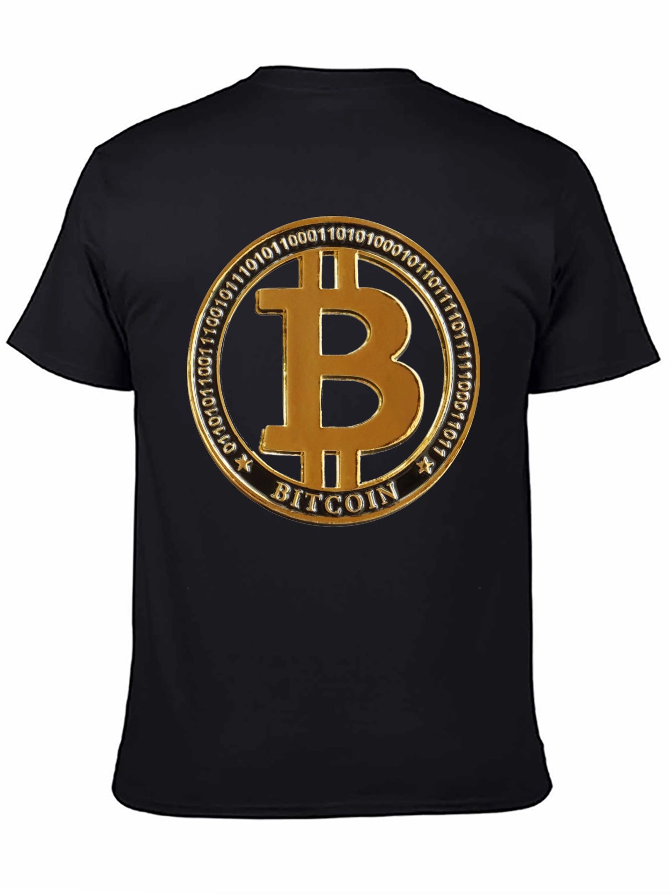Bitcoin Golden Emblem Black T-Shirt