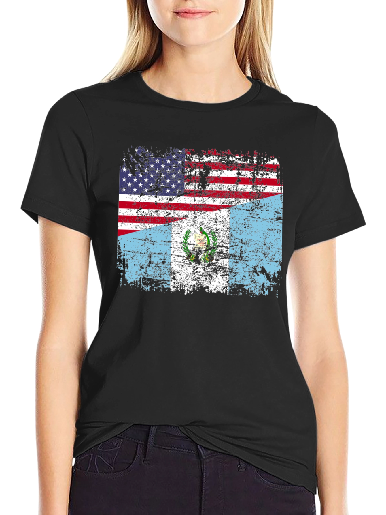 USA Guatemala Flag T-Shirt - Distressed Design