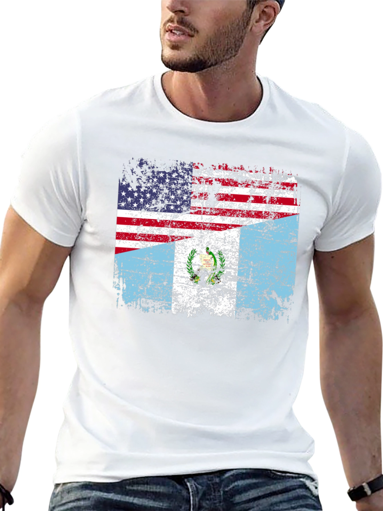 USA Guatemala Flag T-Shirt - Distressed Design
