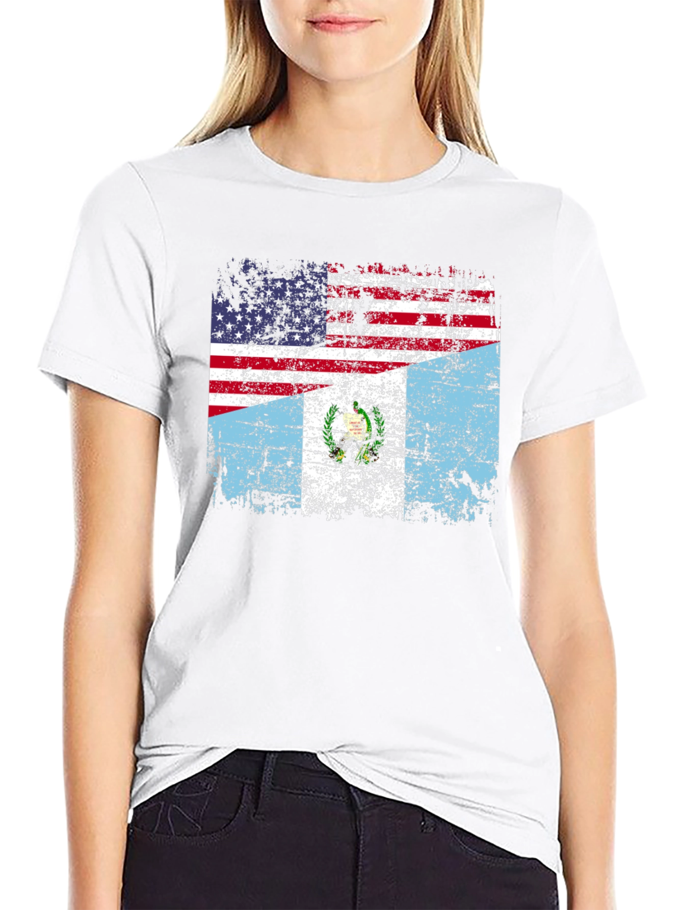 USA Guatemala Flag T-Shirt - Distressed Design