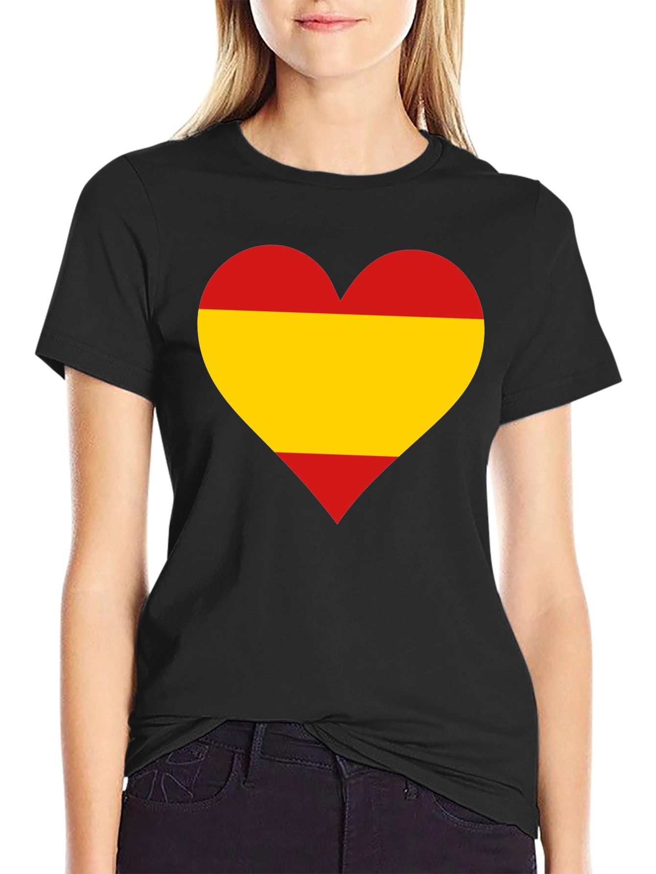 Spanish Flag Heart Graphic T-Shirt