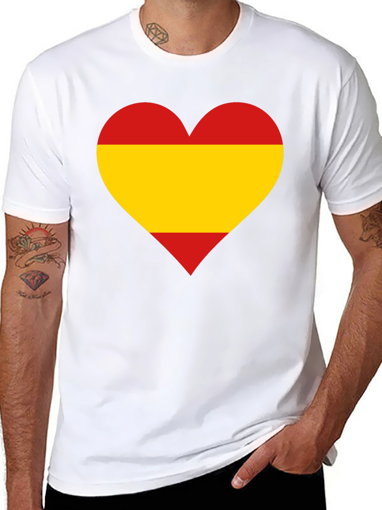 Spanish Flag Heart Graphic T-Shirt