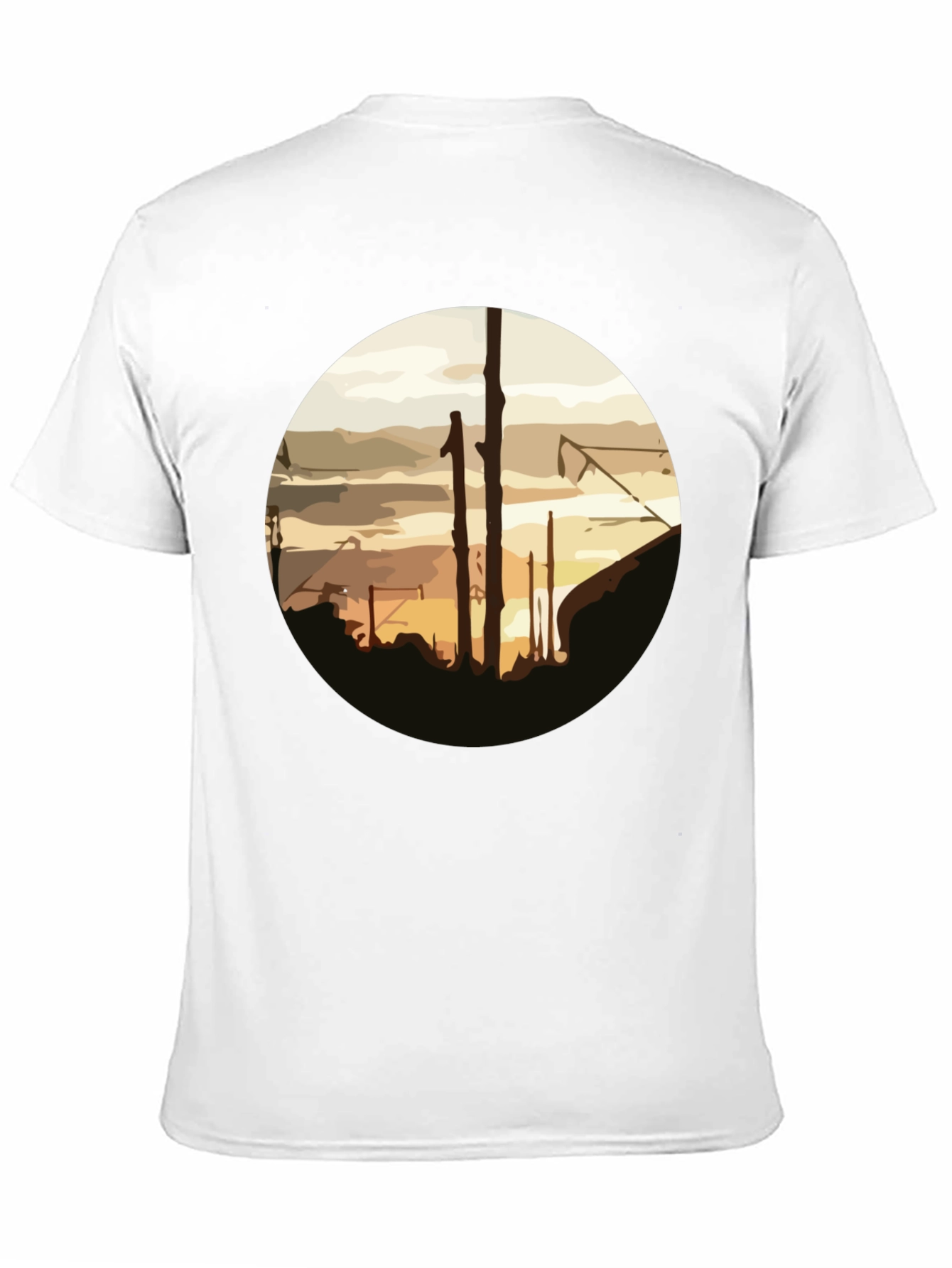 Abstract Sunset Graphic Tee - Casual Black T-Shirt