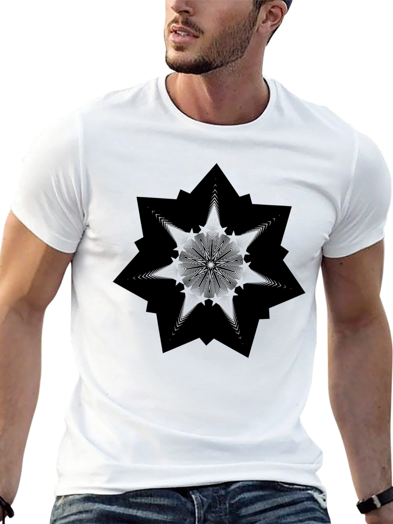 Black Geometric Mandala Graphic Tee