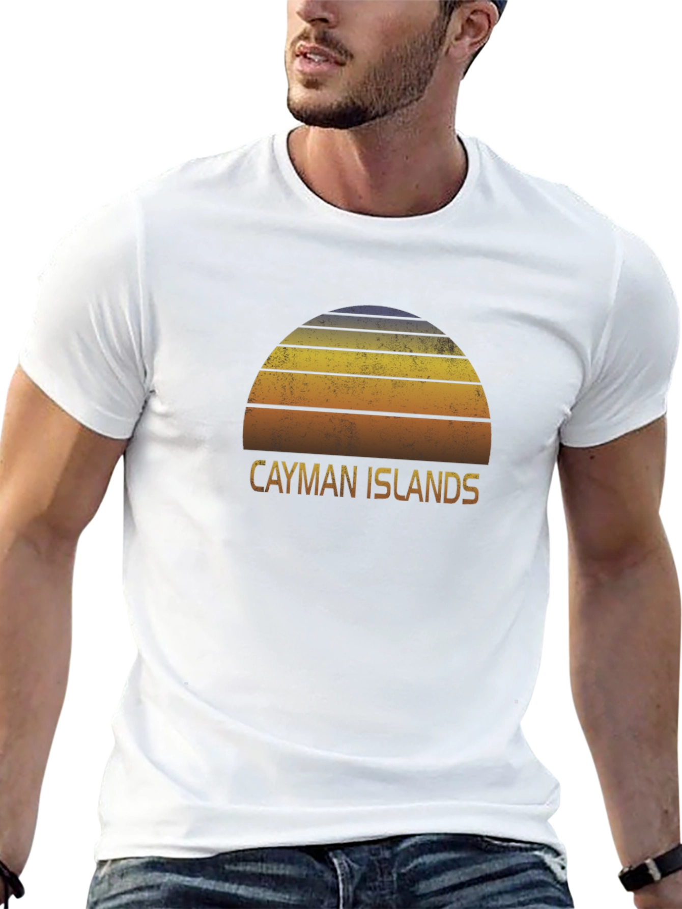 Cayman Islands Sunset Graphic Tee - Retro Style