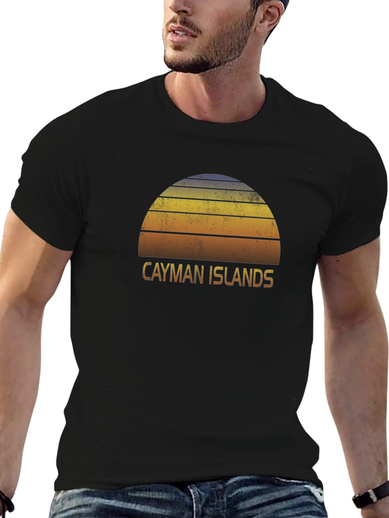 Cayman Islands Sunset Graphic Tee - Retro Style