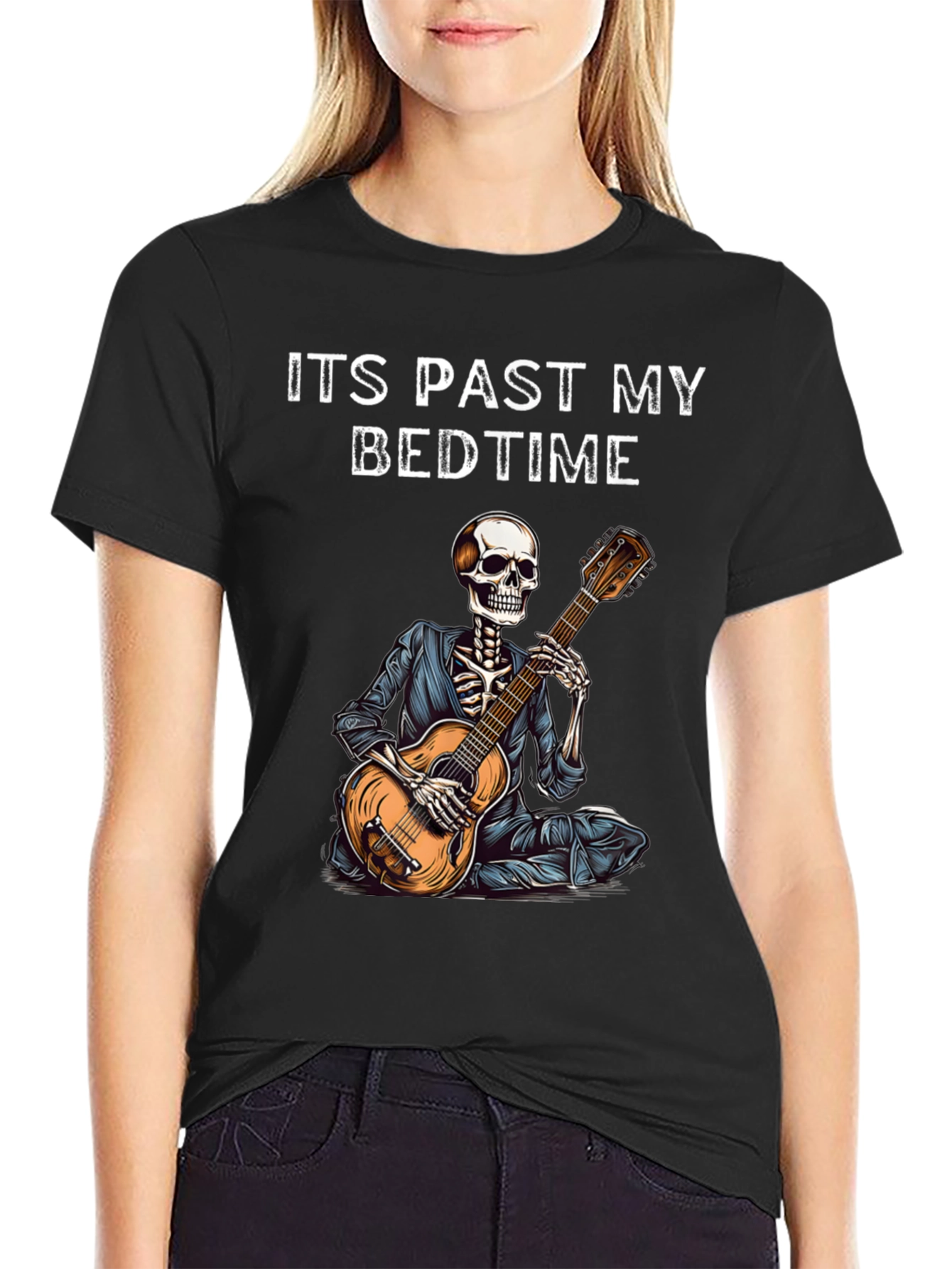 Past Bedtime Skeleton Guitarist T-Shirt