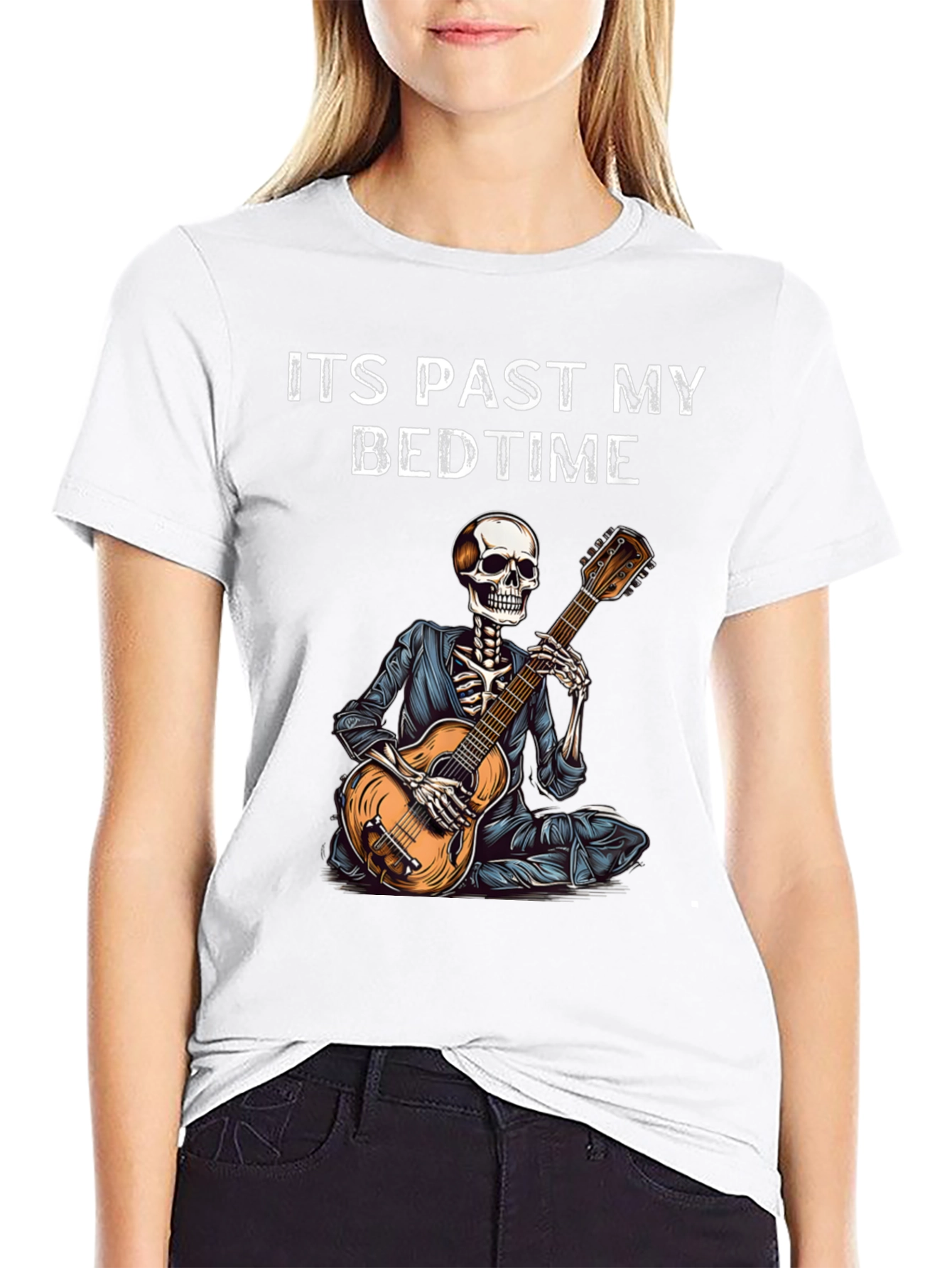 Past Bedtime Skeleton Guitarist T-Shirt