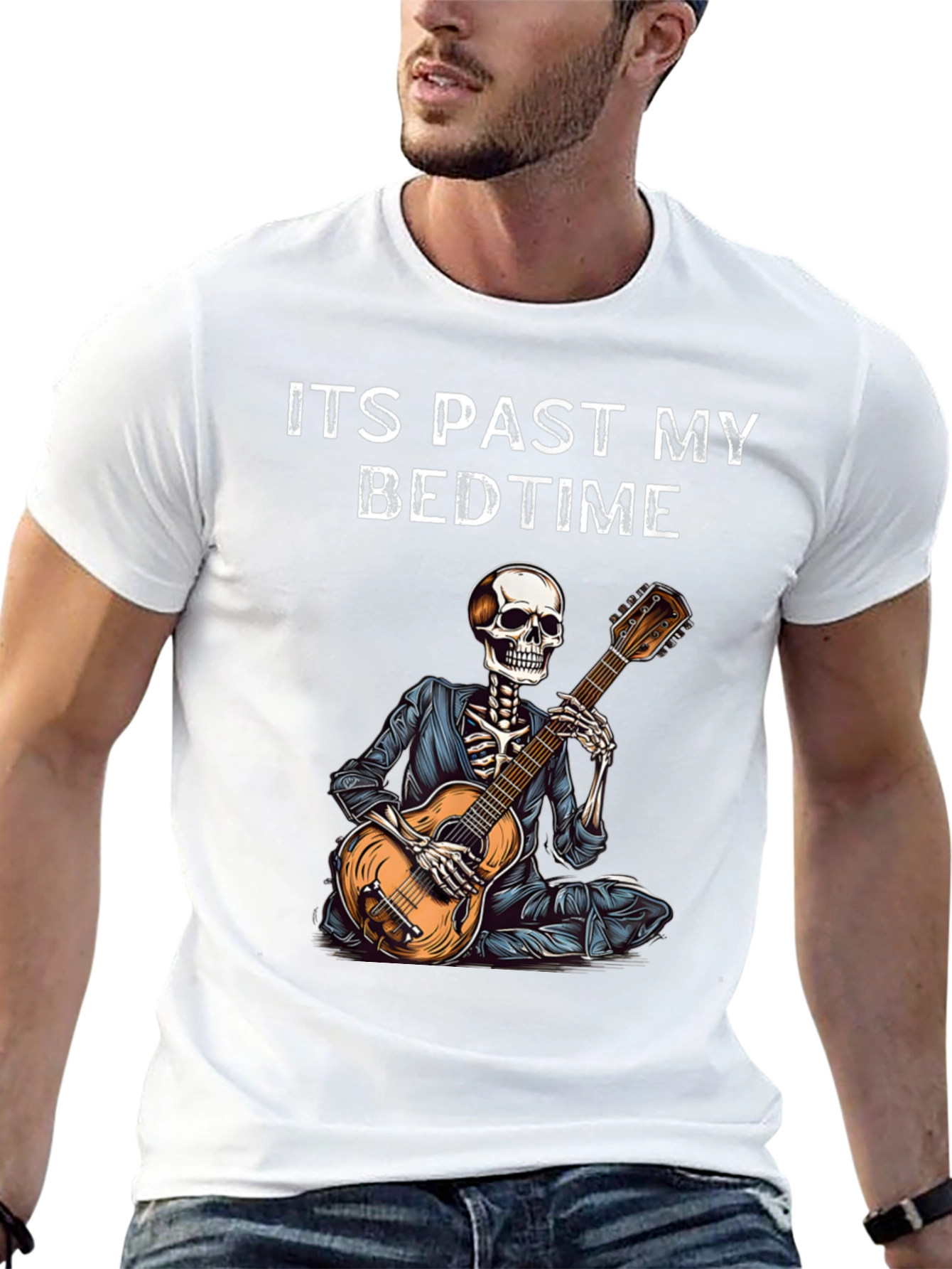 Past Bedtime Skeleton Guitarist T-Shirt
