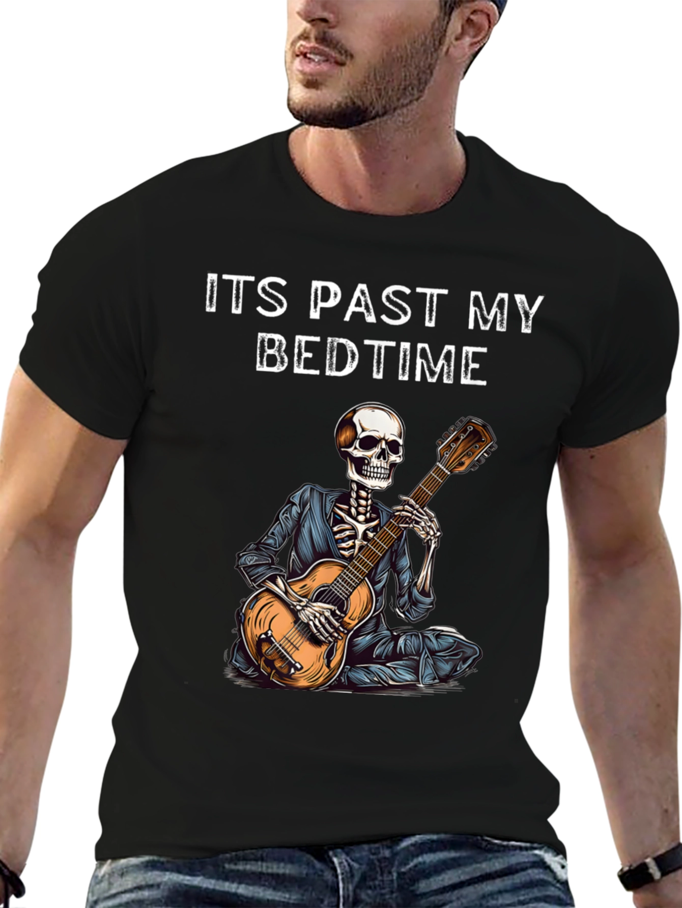 Past Bedtime Skeleton Guitarist T-Shirt