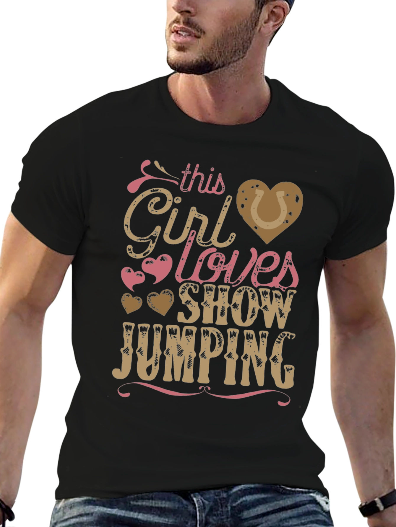 Girl Loves Show Jumping Black T-Shirt
