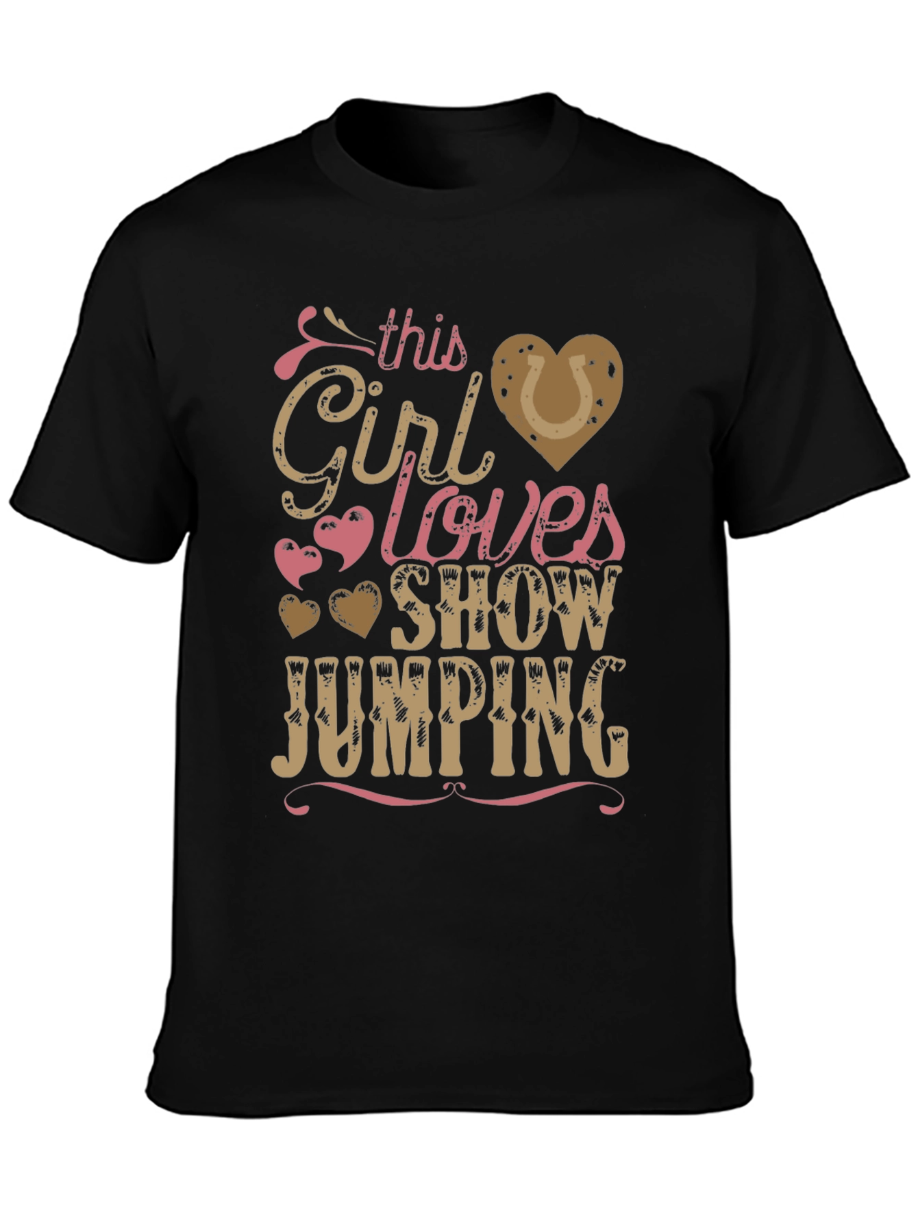 Girl Loves Show Jumping Black T-Shirt