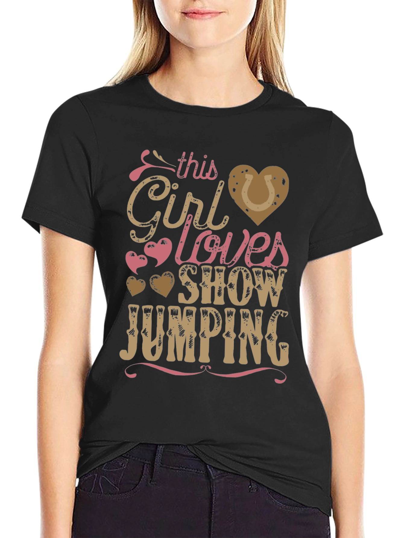 Girl Loves Show Jumping Black T-Shirt