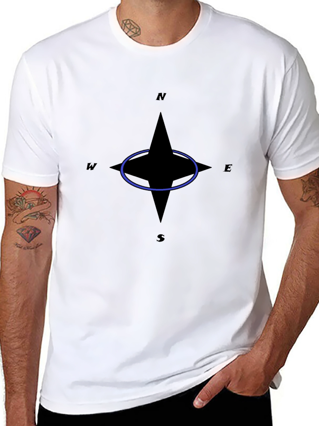 Compass Rose Graphic T-Shirt - Classic Black Tee