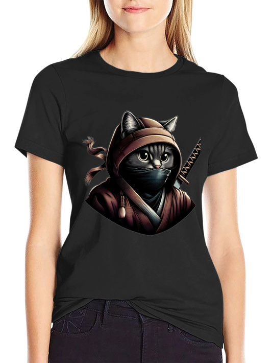 Ninja Cat Graphic Tee - Stealth & Style