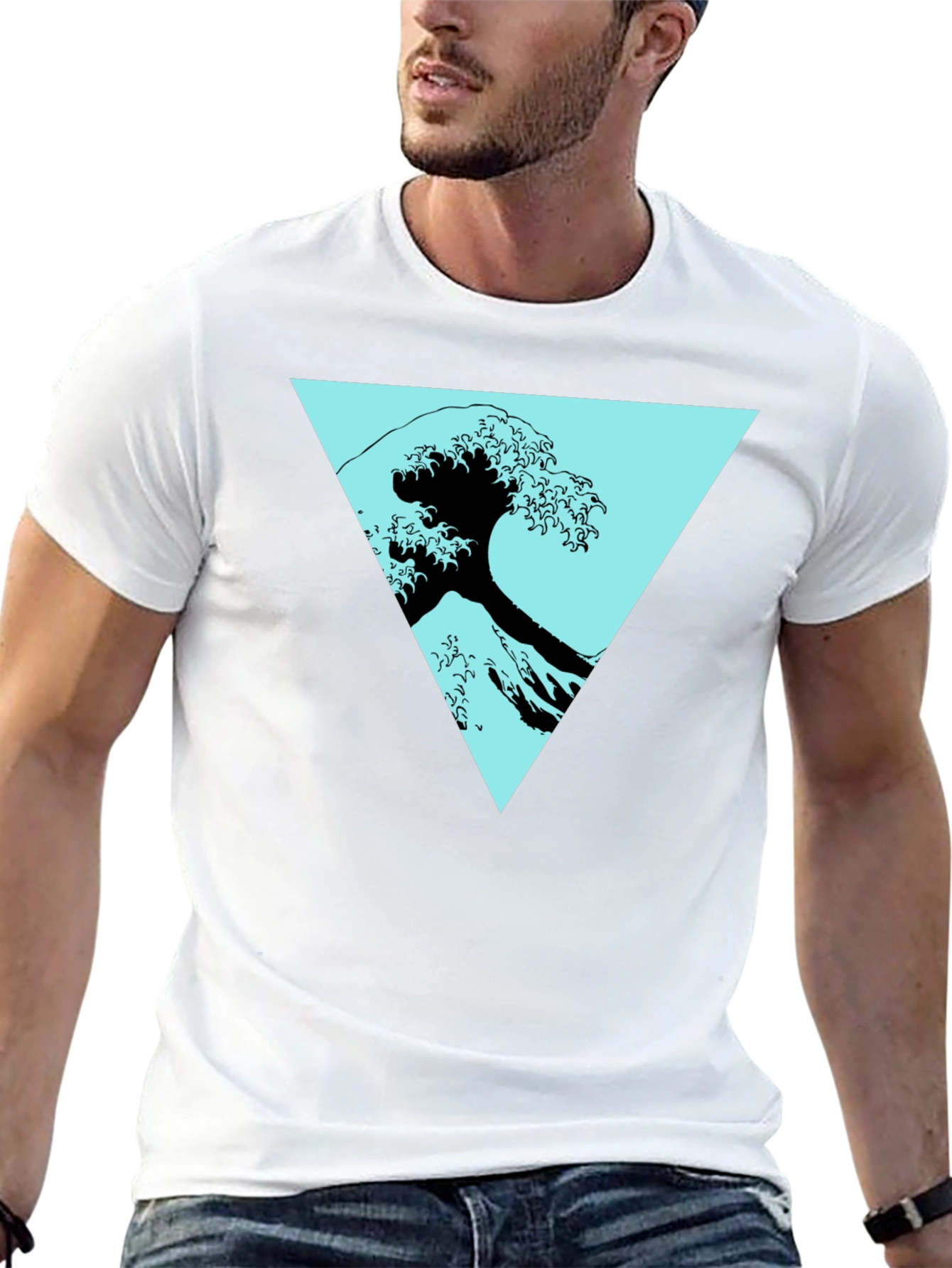 Wave Triangle Graphic Tee - Modern Print