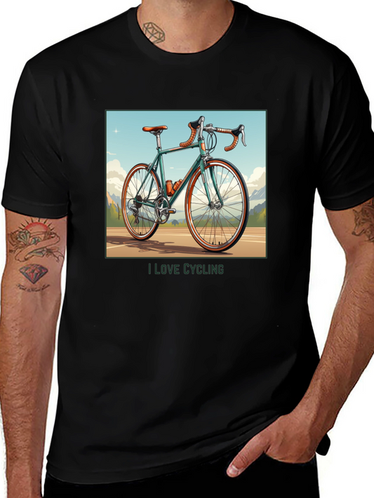 I Love Cycling Black Graphic T-Shirt