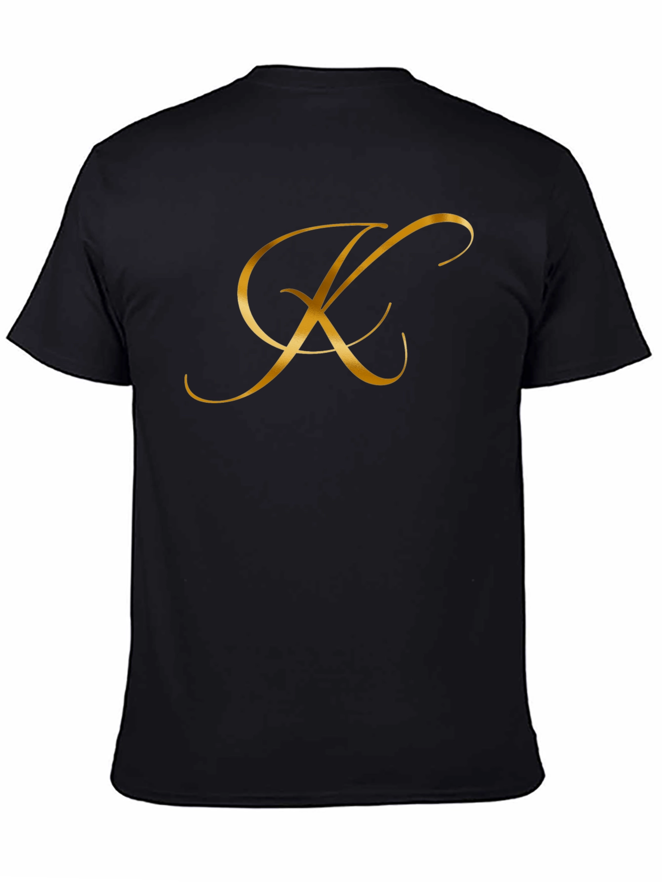 Elegant Gold Letter K Black T-Shirt