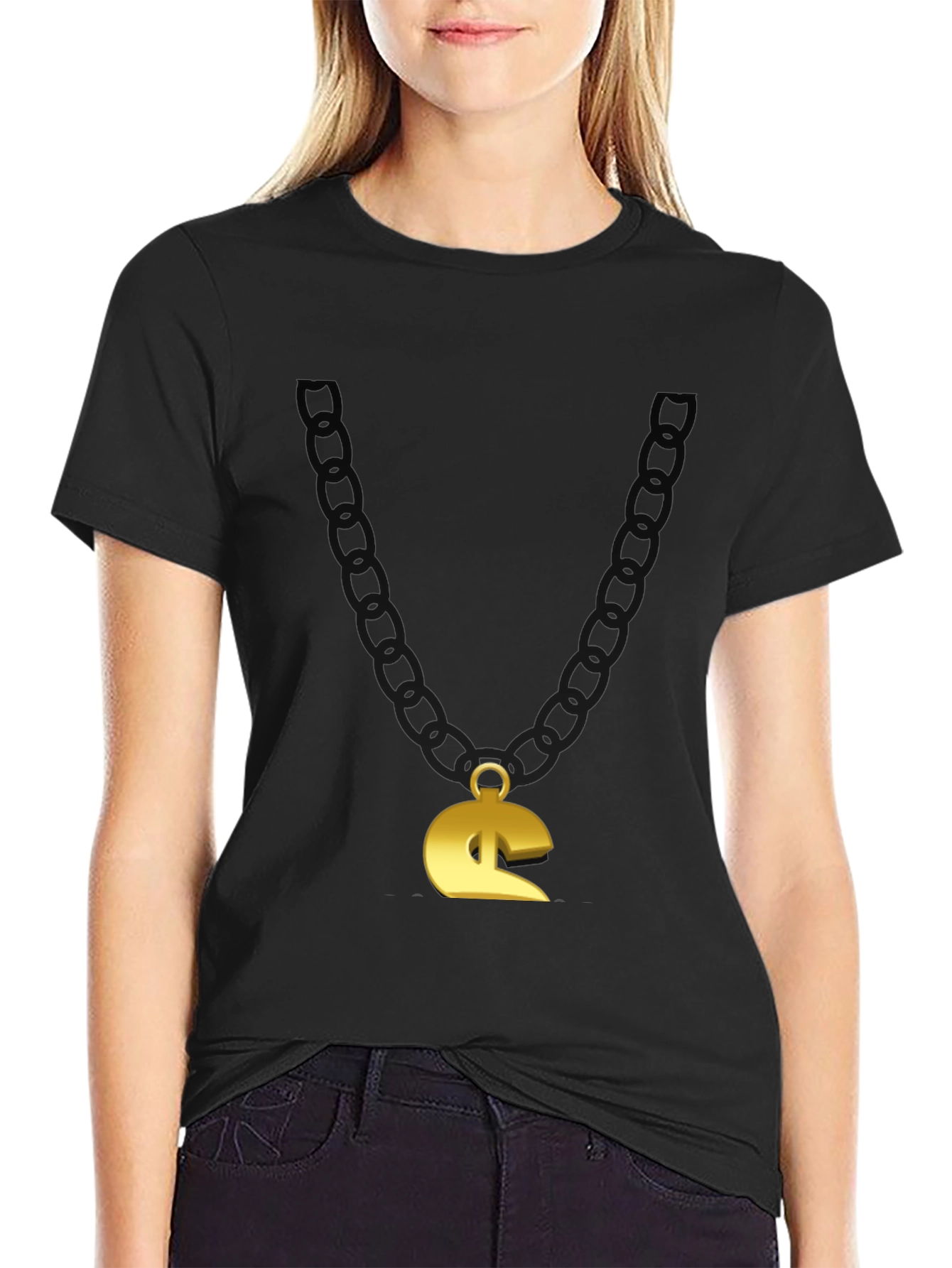 Gold Chain Pendant T-Shirt - Mens Novelty Graphic Tee