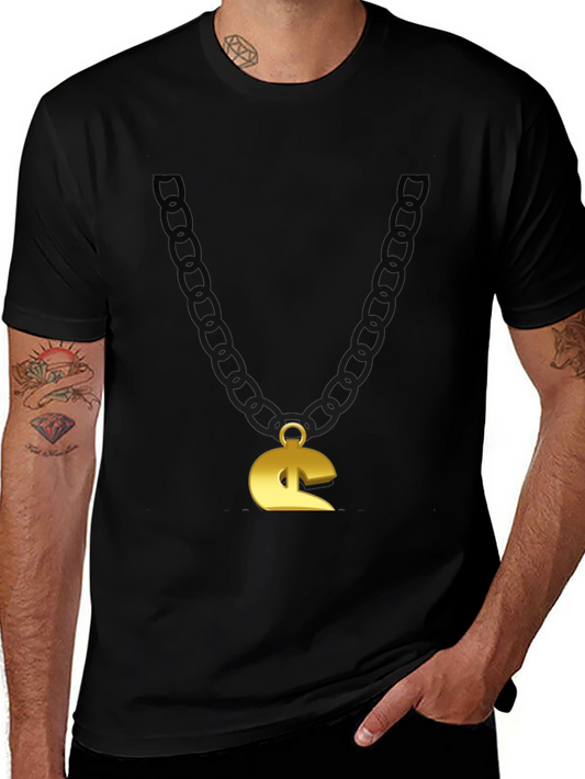 Gold Chain Pendant T-Shirt - Mens Novelty Graphic Tee
