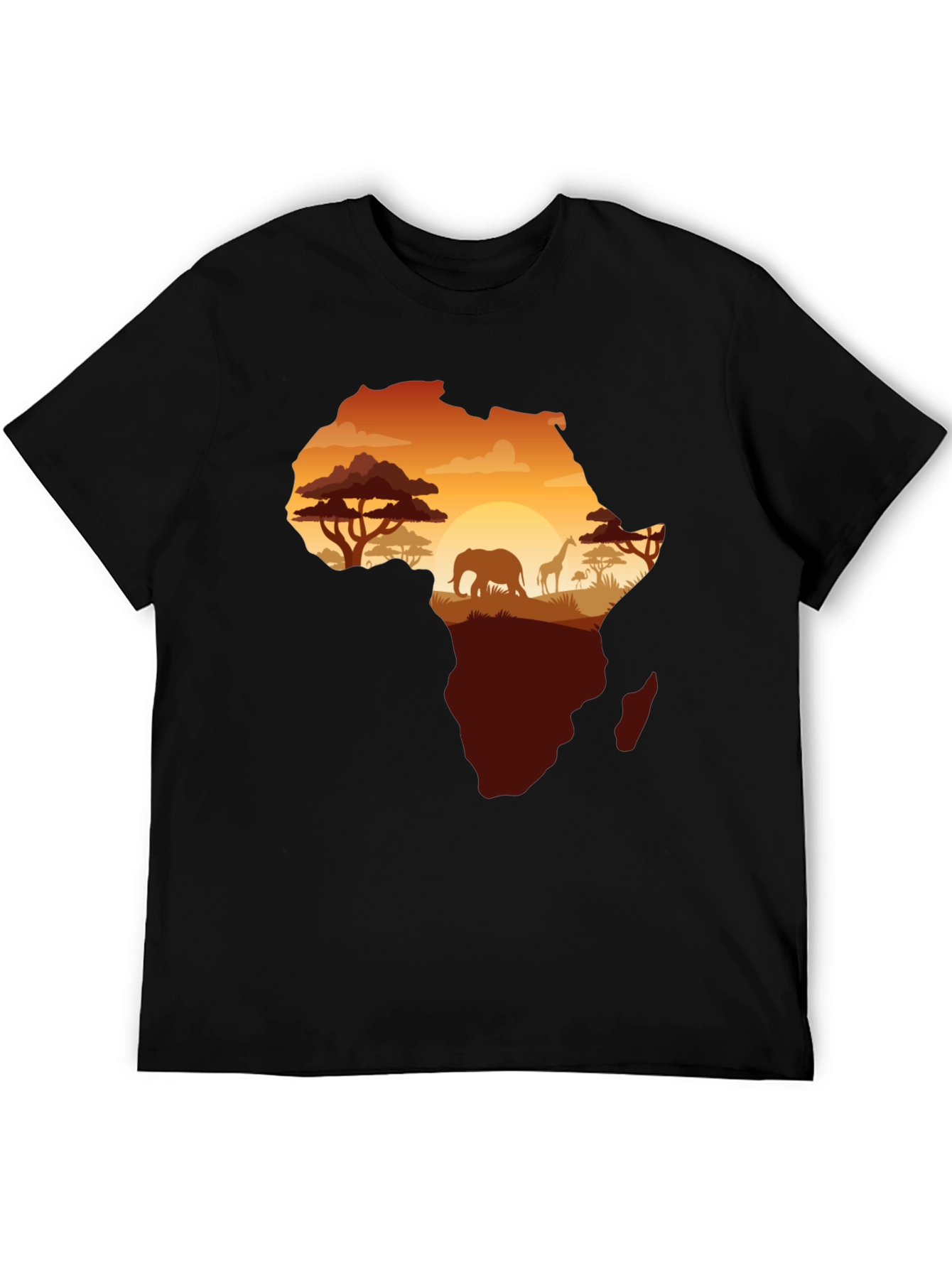Africa Silhouette Graphic Print Black T-Shirt