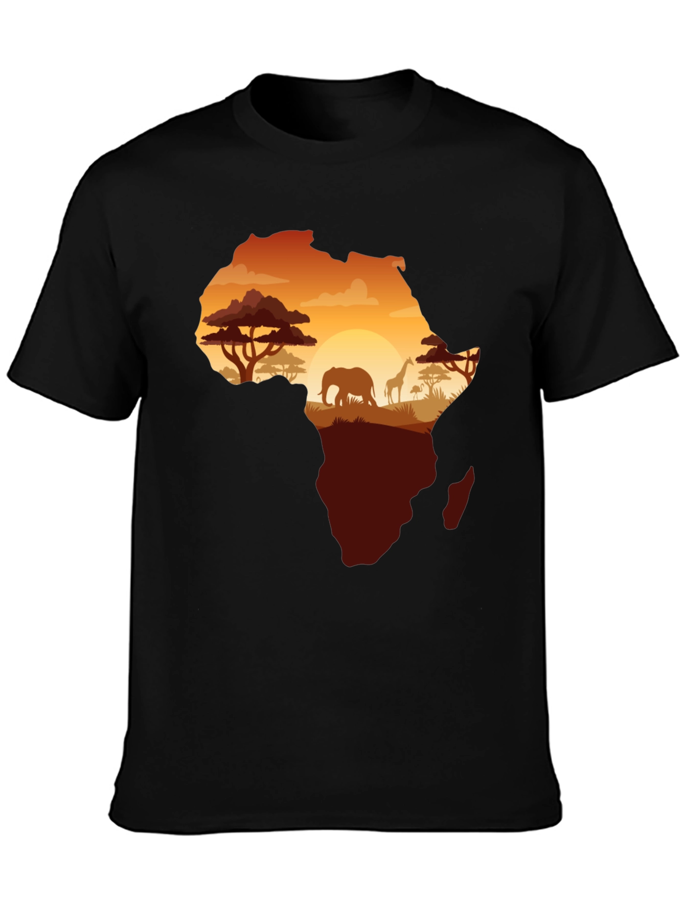 Africa Silhouette Graphic Print Black T-Shirt