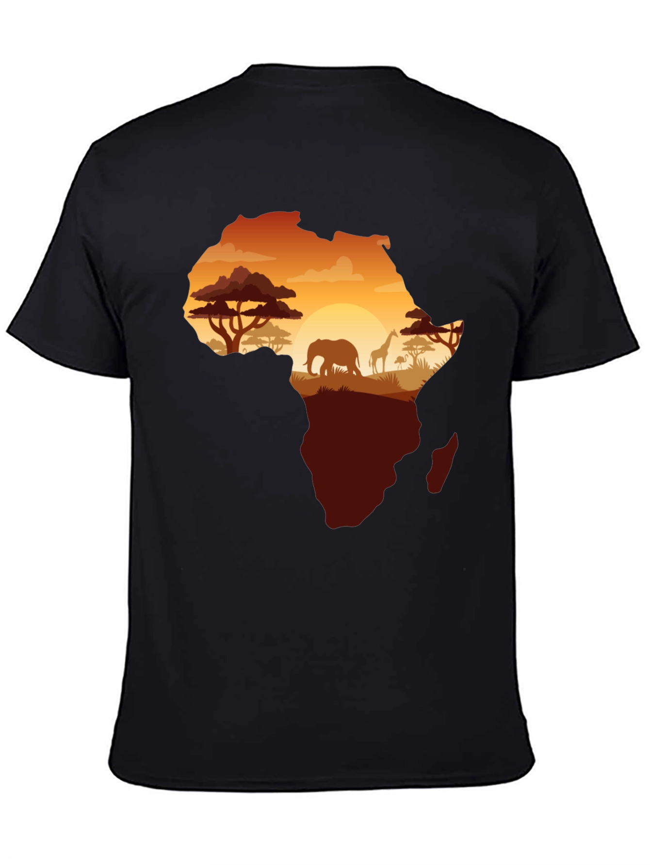 Africa Silhouette Graphic Print Black T-Shirt