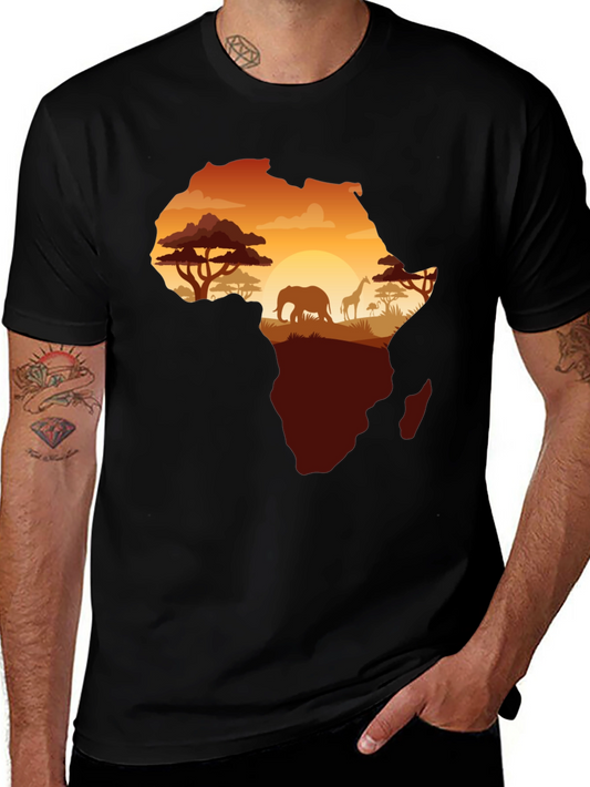 Africa Silhouette Graphic Print Black T-Shirt