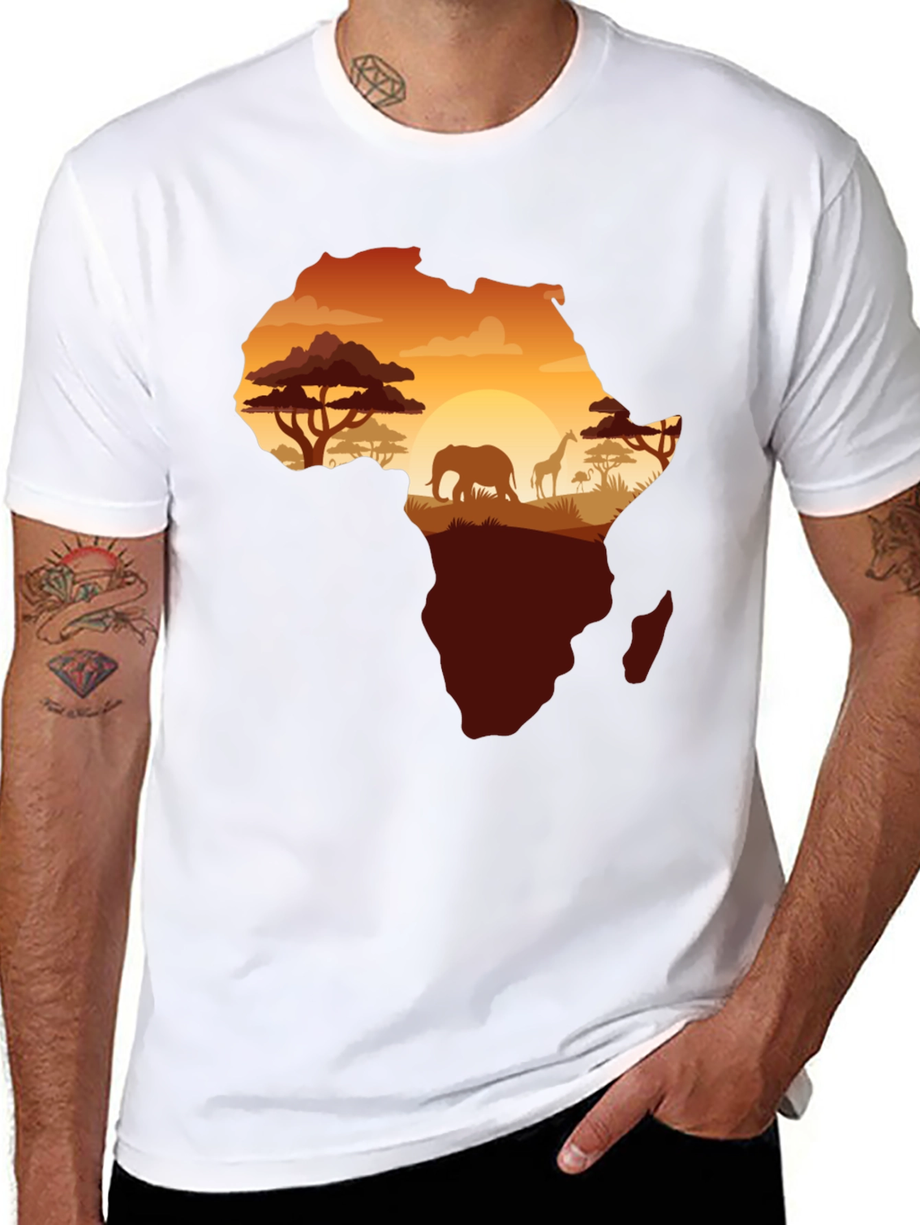 Africa Silhouette Graphic Print Black T-Shirt