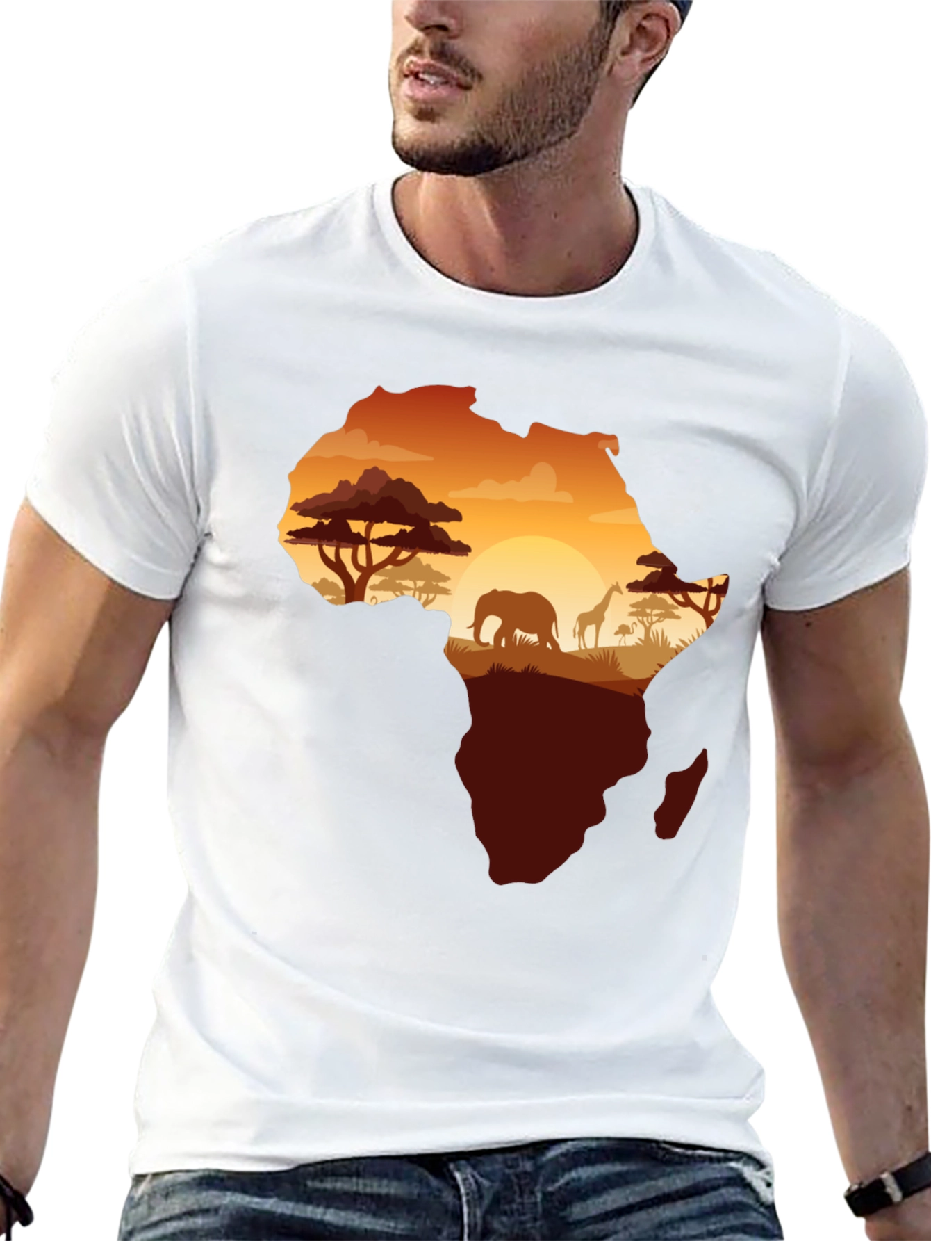 Africa Silhouette Graphic Print Black T-Shirt