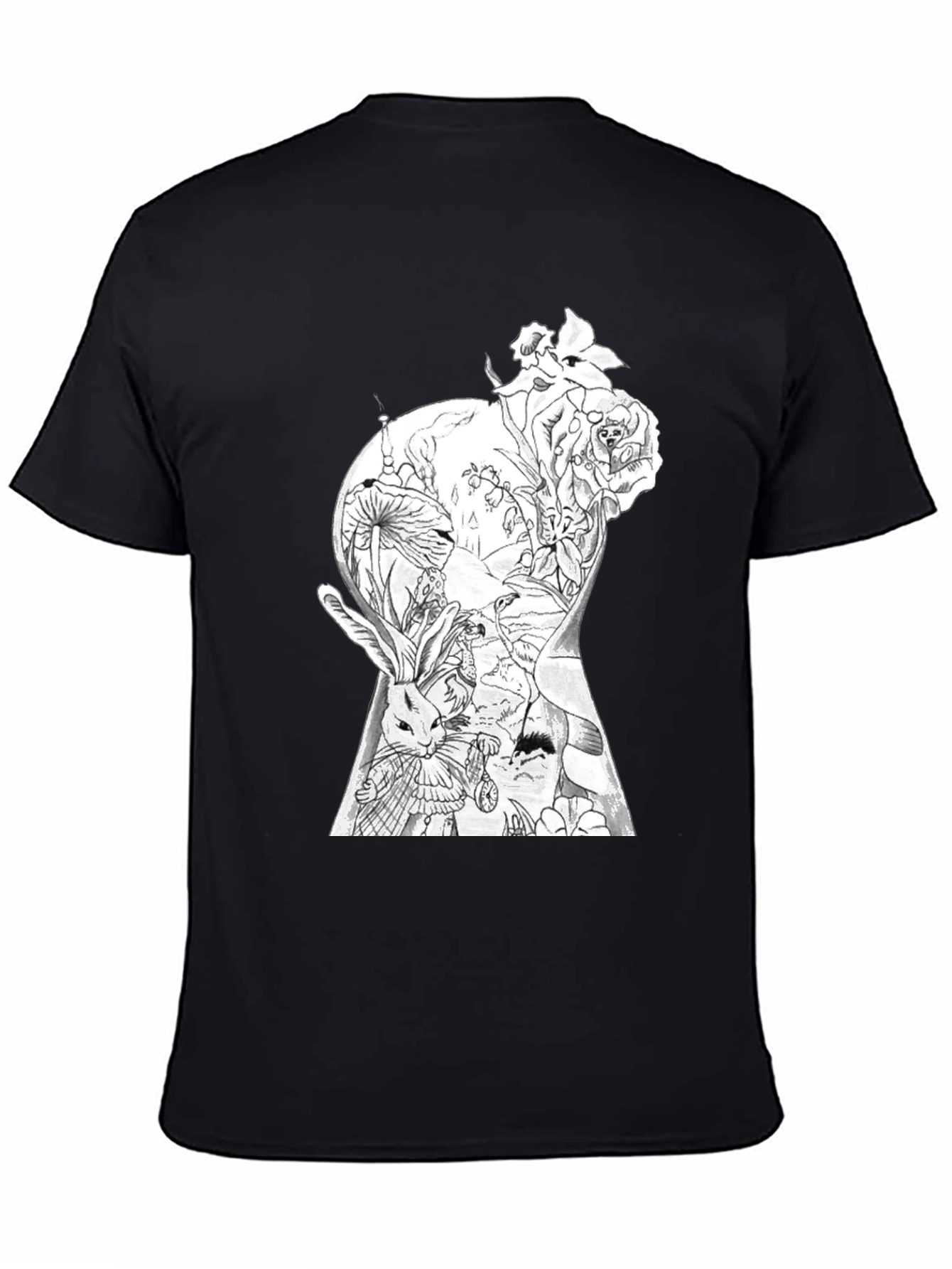 Alice in Wonderland Keyhole Graphic Tee - Black